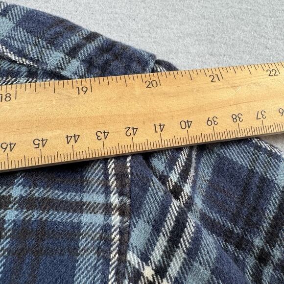 Woolrich Mens L Blue Tartan Plaid Flannel Shirt 100% Cotton Outdoor Workwear - Picture 10 of 12